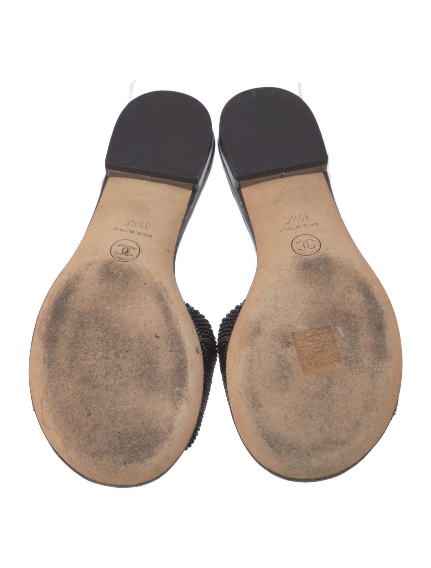 Chanel Interlocking CC Logo Leather Slides